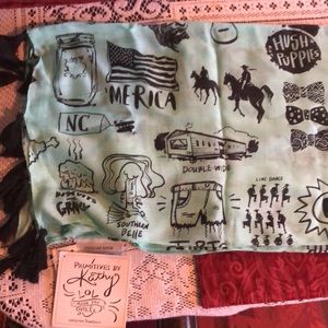 Scarf/Wrap Mint Green with Black Tassels & Southern Designs; UNIQUE; NWT